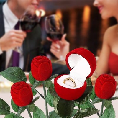 Cutie pentru inel în formă de trandafir de catifea | ROSABOX