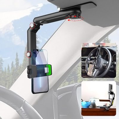 Suport auto retractabil pentru telefon - Rotație 360°, Antiderapant | VISORDOCK