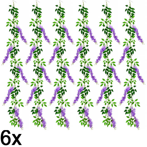 6x Șir de flori artificiale de glicină | WISBLOOM
