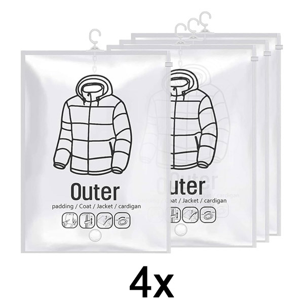 1x Saci de vidat pentru depozitare cu umeraș – (4 buc) | VACUHANG