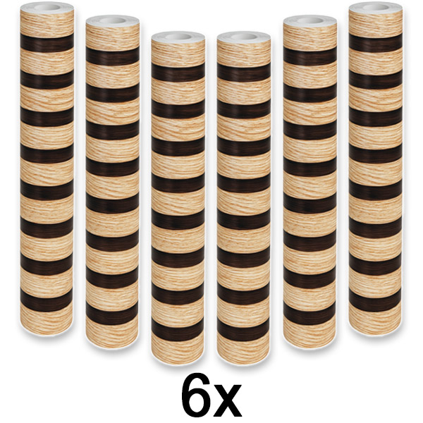 6x Autocolant de perete cu efect de lemn – 2 benzi, 300×45 cm, autoadeziv | L2INEWALL