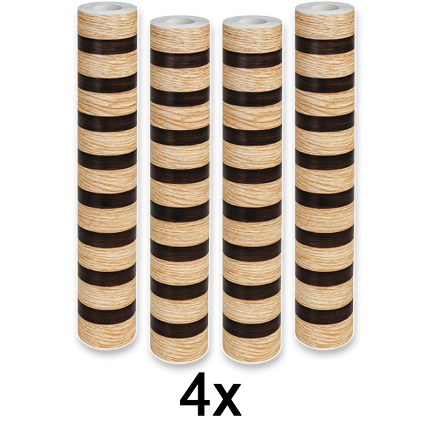4x Autocolant de perete cu efect de lemn – 2 benzi, 300×45 cm, autoadeziv | L2INEWALL