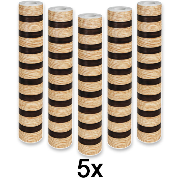 5x Autocolant de perete cu efect de lemn – 2 benzi, 300×45 cm, autoadeziv | L2INEWALL